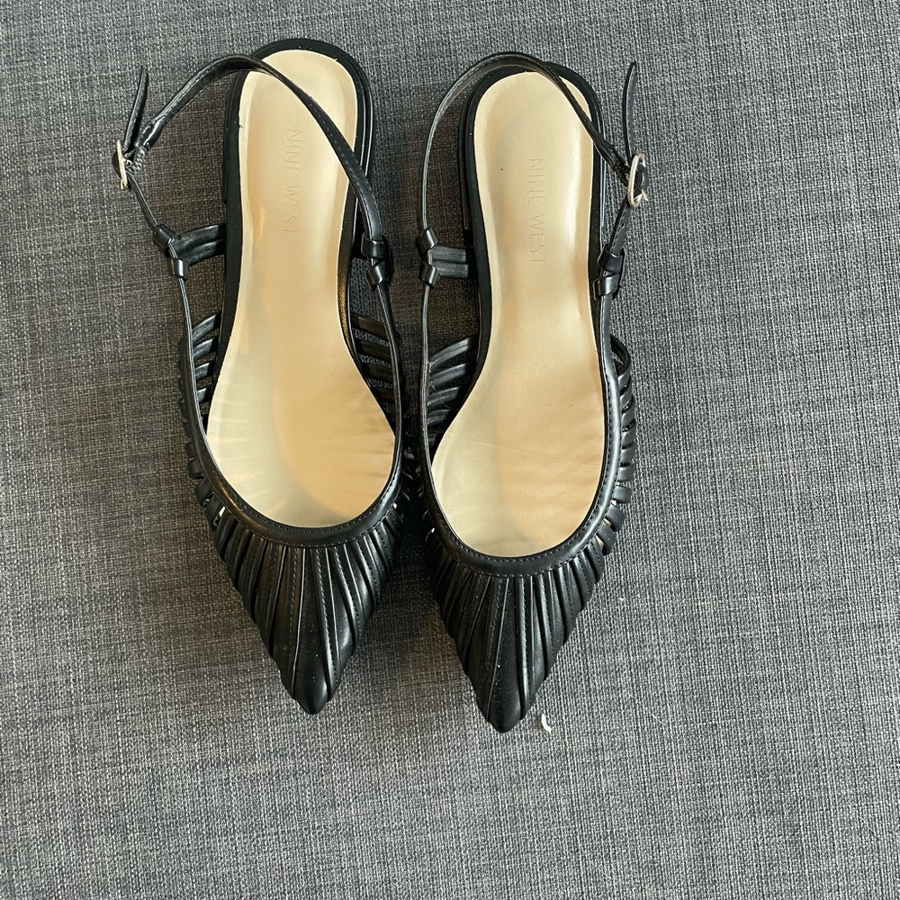 Anne Klein Black Slingback Flats